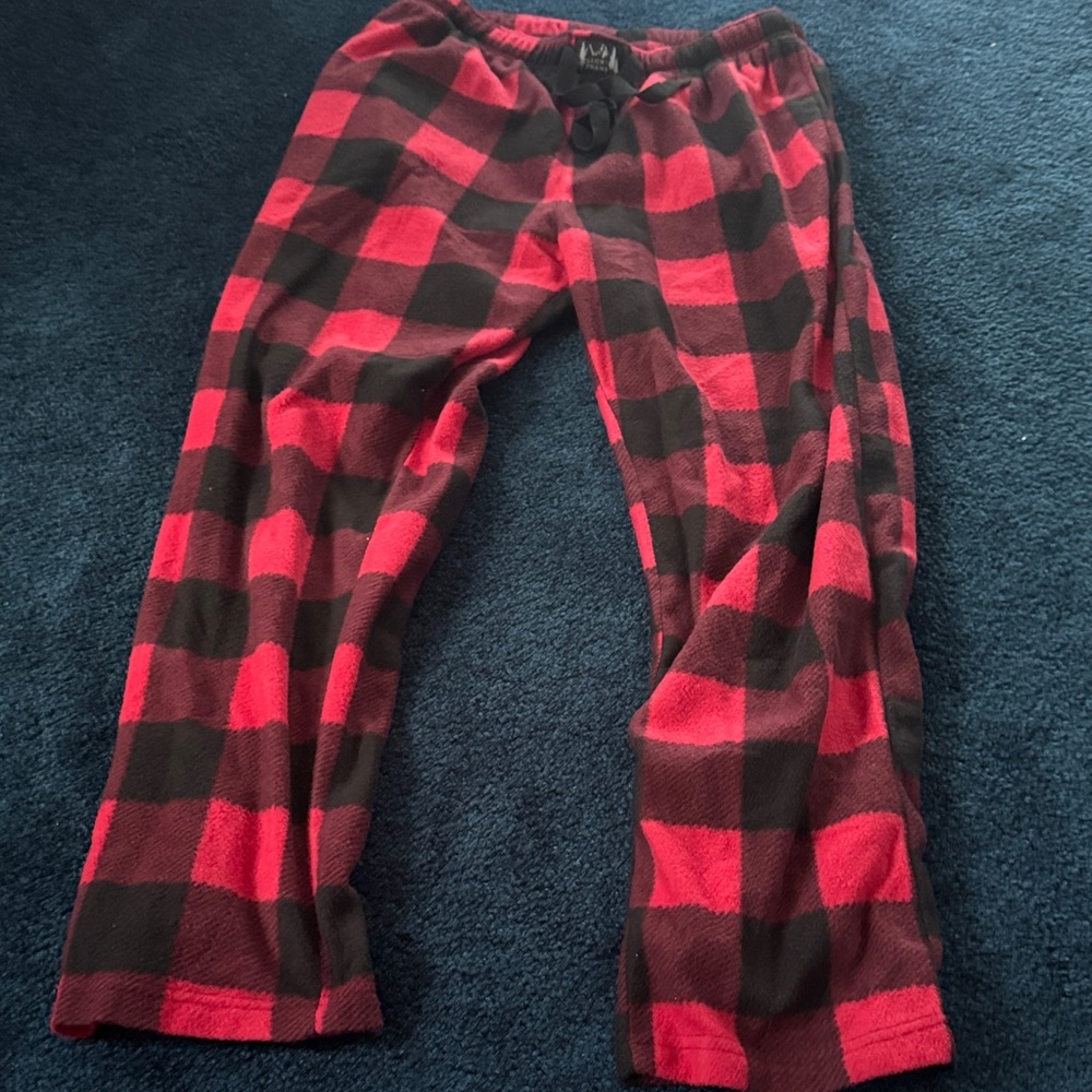 Cozy Red and Black Plaid mens Pajama Pants